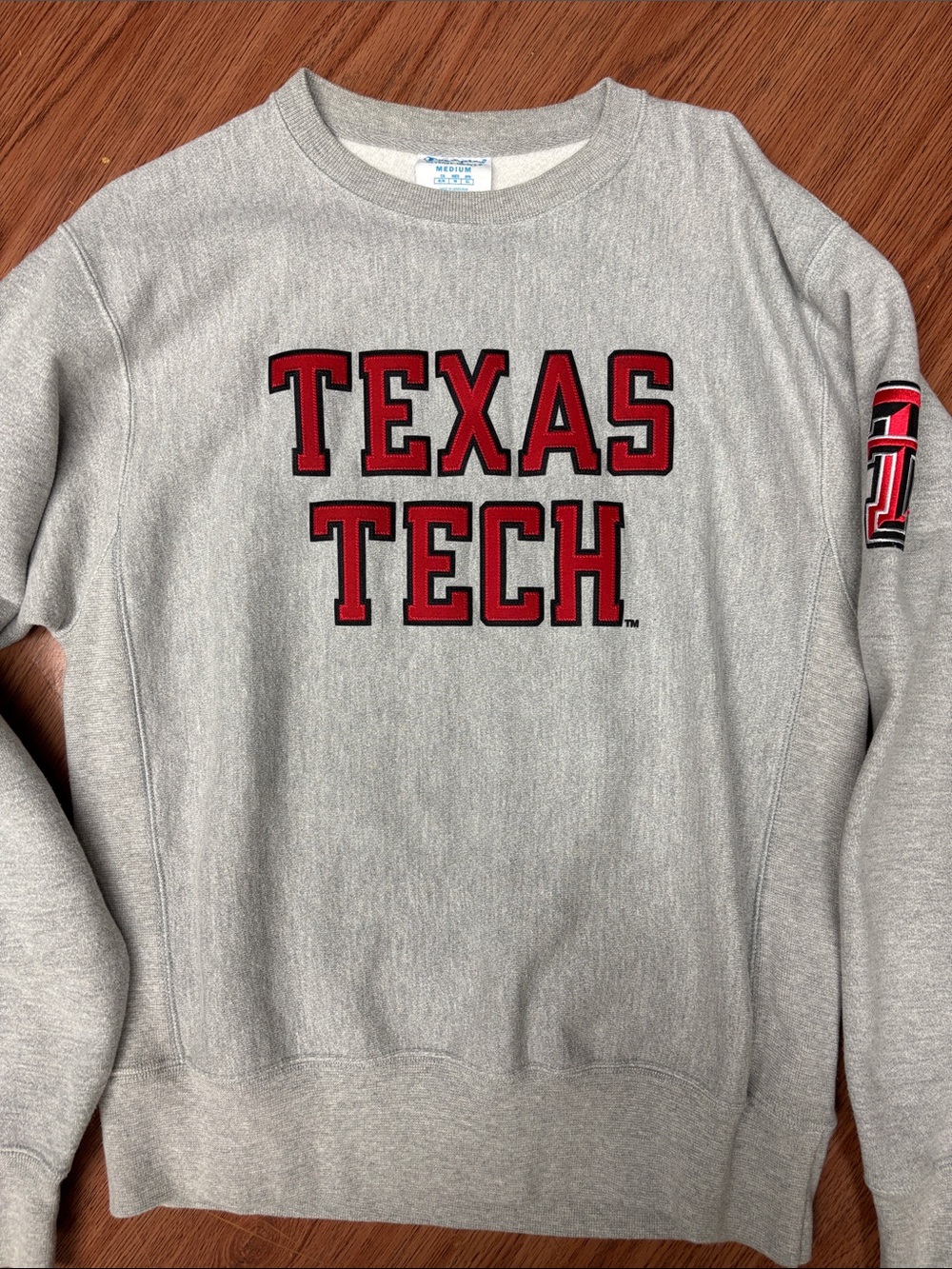 Champion Texas Tech Gray Crewneck Sweatshirt with Stitched TTU logo
